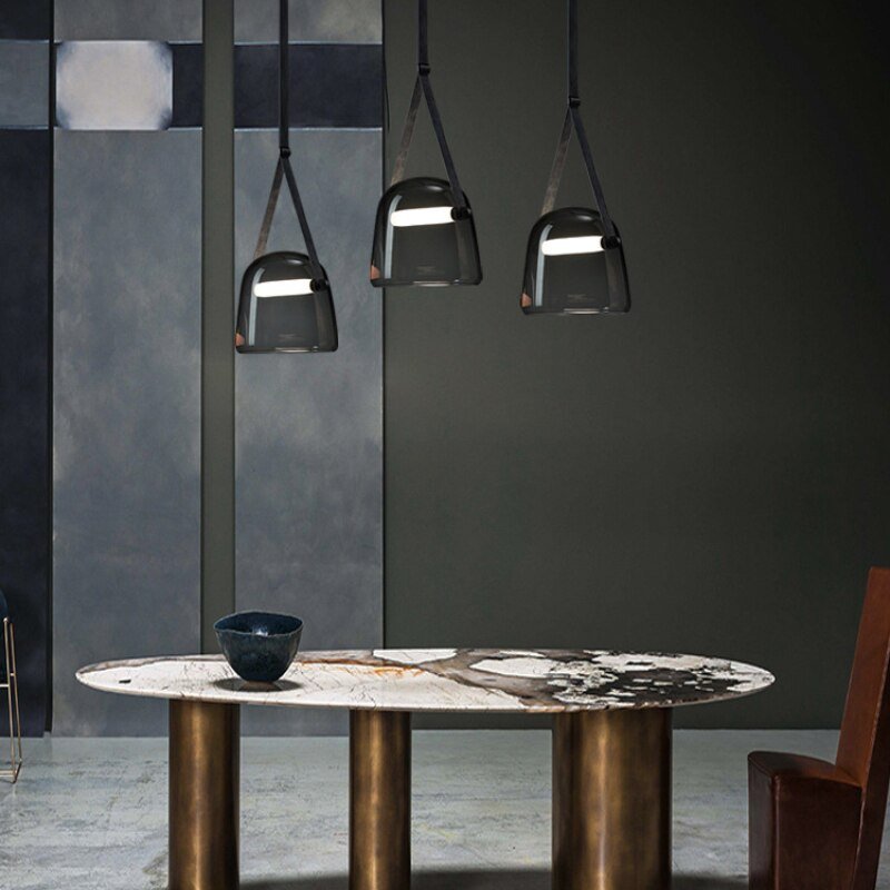 Nordic Glass Chandeliers, Living Room Led Belt Chandeliers, Bedroom Kitchen Lamps, Hanging Lamps, Home Decoration 5