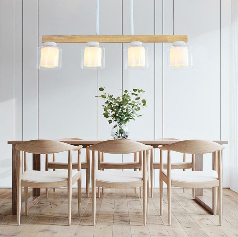 Nordic glass  wood chandelier lighting For Living Room Lights  White Classic  Dining Room  lamps  Restaurant Hanging Lamp Decor 2