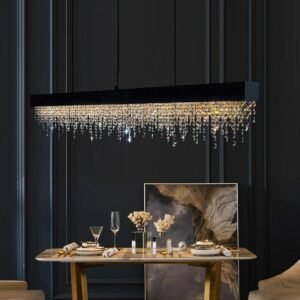 Kitchen Island Luxury Modern Crystal Chandelier Dining Room Led Hanging Light Fixture Gold/Black Home Decor Indoor Chandelier 1