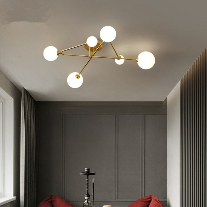 Modern luxury ceiling light Golden for Living Room Bedroom lustre nordic Luxury Indoor Decor Ball  glass ceiling light 4