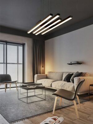 Black Nordic chandelier modern minimalist bar counter living room dining room light aluminum material LED lamp designer style 1