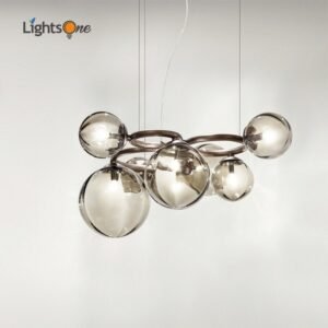 Simple magic bean living room lamp Nordic bedroom children's room dining room smoky gray glass designer chandelier 1