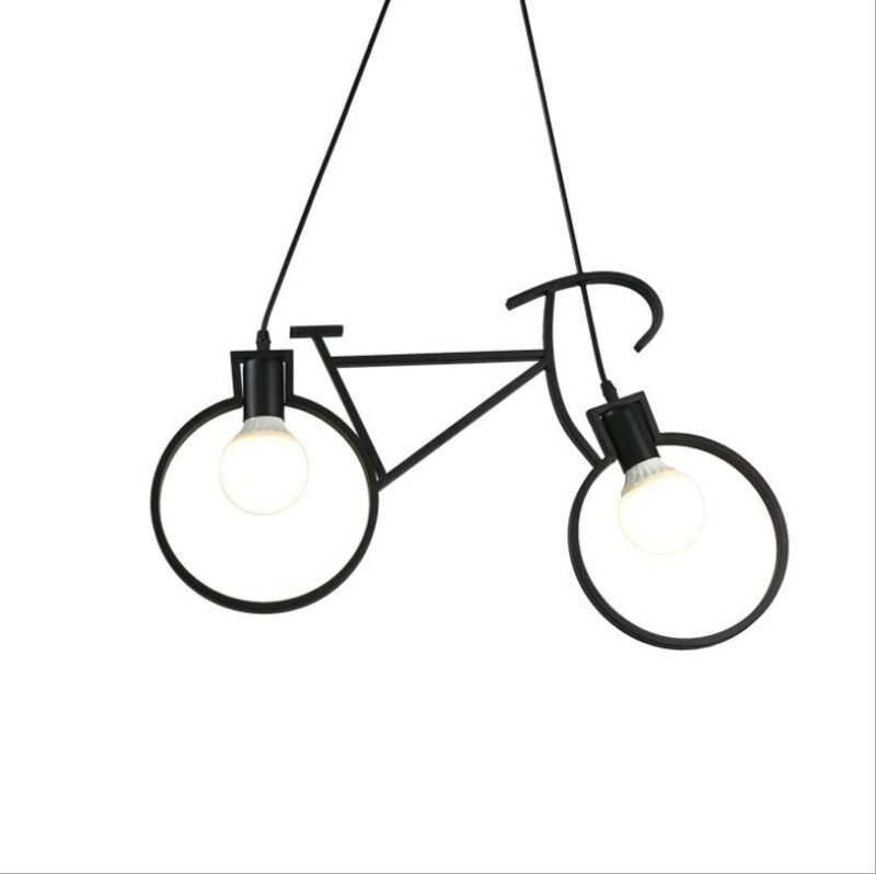 Nordic creative bicycle Pendant Light For Living Room Lighting   Black Wrought iron Hanglamp For  children bedroom light 6