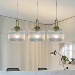 Glass Pendant Light Metallic pendant Lamp Japanese Design Led Hanging Light Fixtures Bedroom Nordic Luminaire Suspension lamp 1