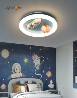 Children's bedroom ceiling light boy girl creative rotating astronaut rocket space planet lamp baby room ceiling lamp 1