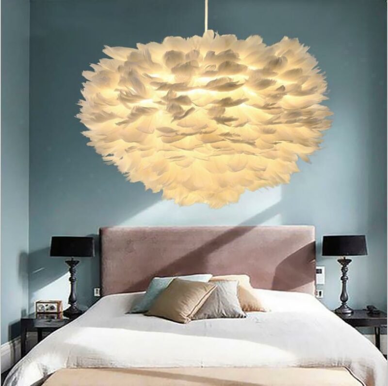 New FeatherPendant light for living room Nordic creative art warm and romantic hanging lamp For bedroom Children room   Fixtures 6