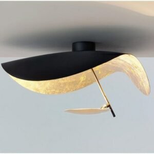 Italy Designer UFO Ceiling Light Nordic Lotus Leaf Lamp Iron Black Gold INS Industrial Chandelier for Living Room Kitchen Island 1