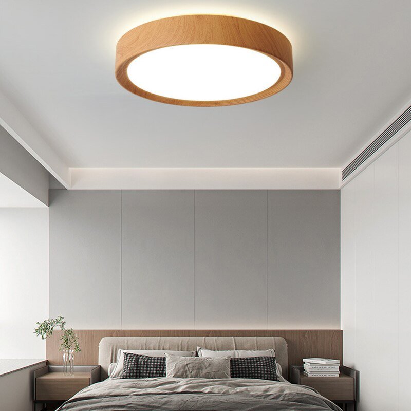 LED Ceiling Light Modern Simple Wood Round  Ceiling Lamp For Bedroom Living Room Aisle Lighting Fixture Indoor Ceiling Luminary 3