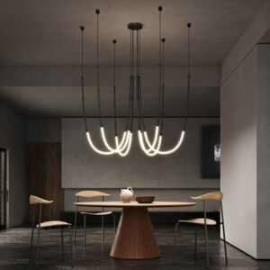 Nordic Italy Designer Led Chandelier Metal Hose Black for Dining Living Room Table Kitchen Pendant Lights Home Decor Fixture 1