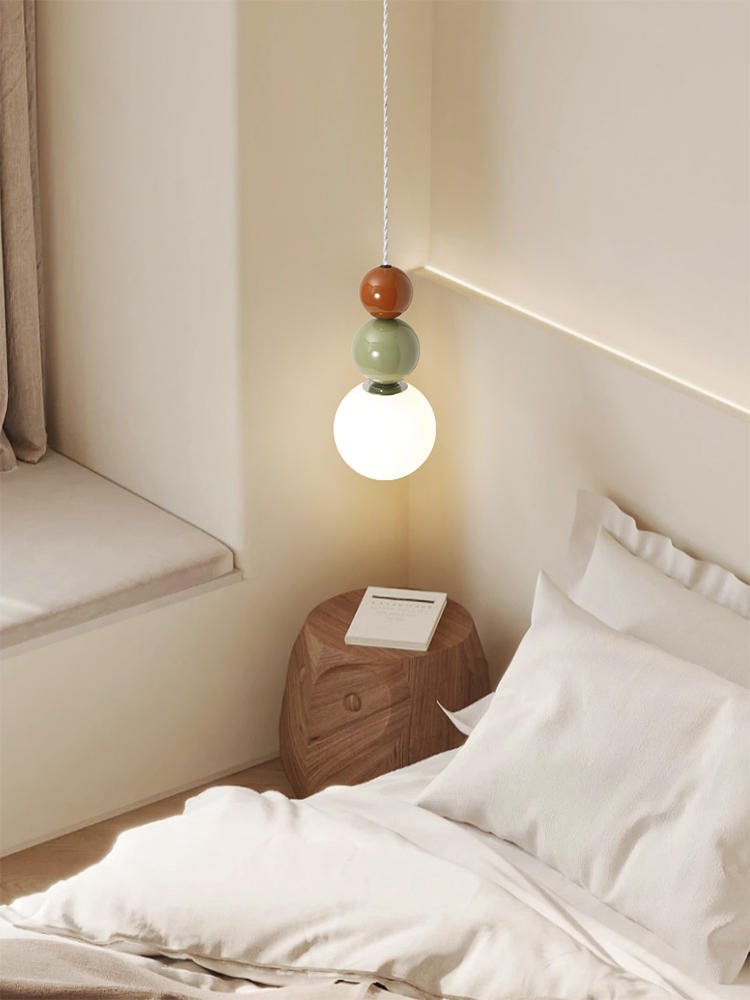 Pearl cream style bedside pendant light bedroom high-end children's room pendant lamp 2
