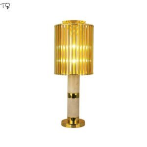 American Post-modern Luxury Marble Metal Table Lamp Gold Lustre Desk Light Hotel Lobby Hall Showroom Bedroom Bedside Lamp Studio 1