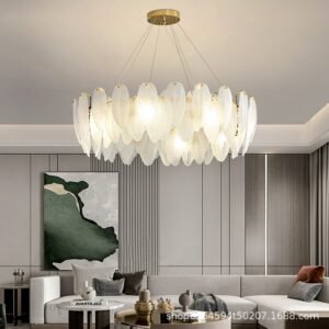 Modern glass living room Pendant Lamps atmosphere home bedroom dining room crystal lamp feather ceiling chandelier Lighting 1