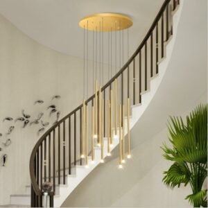 New Modern LED Stairs  Chandelier Lighting  Black Gold  Aluminum body Hanging lamp For Living Room  lustre led  Decor Lights 1