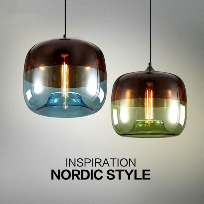 Nordic Retro colorful hanging Glass Pendant Lamp Fixtures E27 LED pendant Lights for Cafe Bar Restaurant living room bedroom 1