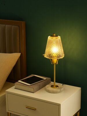 Nordic Ins Luxury Post-Modern Marble Glass Table Lamp Gold Lustre Simple Led Desk Lights for Living Room Decor Bedroom Bedside 1