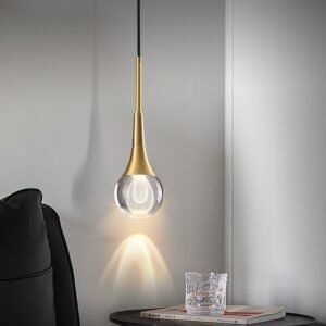 All copper light luxury bedroom bedside pendant light simple single head crystal all copper leisure bar pendant lamp 1