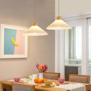 Nordic Pendant Lights For Ceiling E27 Base Pleated Lampshade Hanging Lamp Dining Room Kitchen Island Lighting Ceiling Chandelier 1