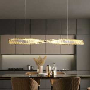 Modern Crystal Chandelier One spiral Pendant Lamps Luxury Kitchen Island Bar Dining Room Table Suspension Led Light Lustres 1