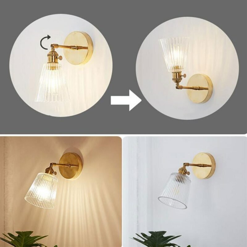Glass Wall Lamp Modern Transparent Wall Sconce Lighting Nordic wall lamp Copper Wall Light Clear Lampshade Retro For Bedroom 6