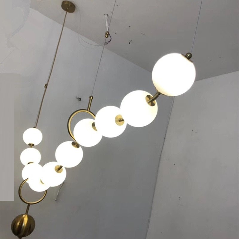 Nordic Glass Ball Chain LED Chandelier Ten Molecular bubble ball lustre Dining room Bedroom Living Room Hanging Light Fixtures 3