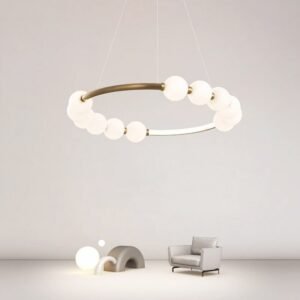 Nordic fashion restaurant chandelier simple living room study creative round lamp Buddha beads round lamp 1