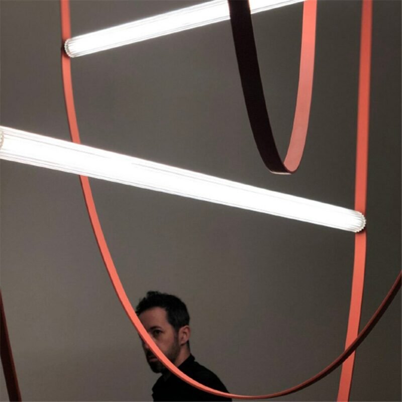 Italy scandinavian pendant light leather lamp Wireline Suspension postmodern designer restaurant staircase art pendant light 3