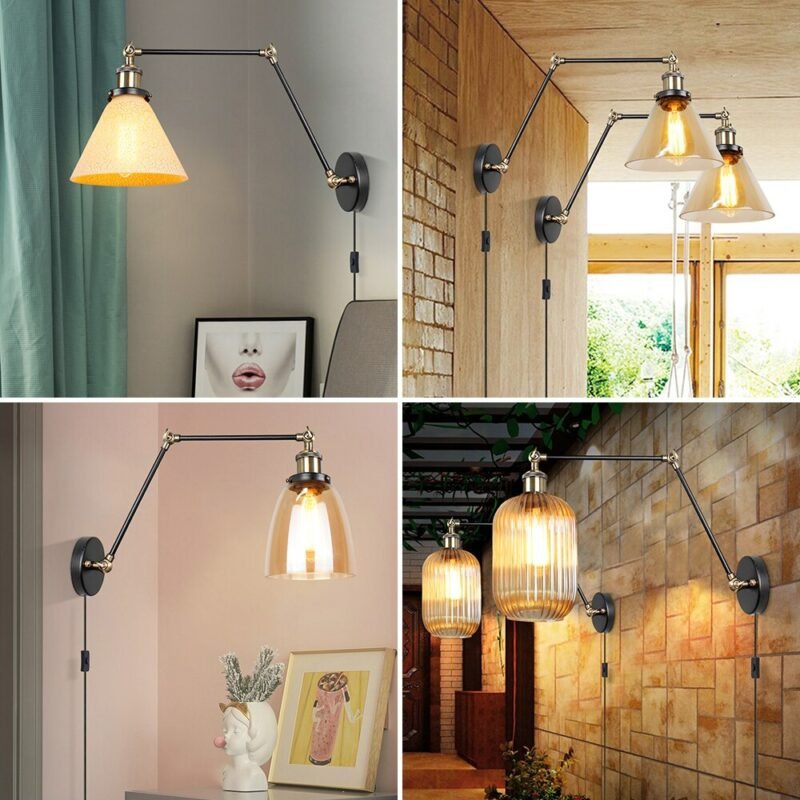 Nordic led wall lamp with switch long pole background wall lamp reading lamp long pole rocker lamp wall lamp glass wall lamp 2
