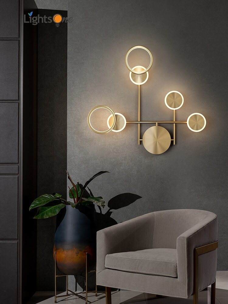 Living room bedroom entrance all copper wall lamp creative light luxury TV background wall light 1