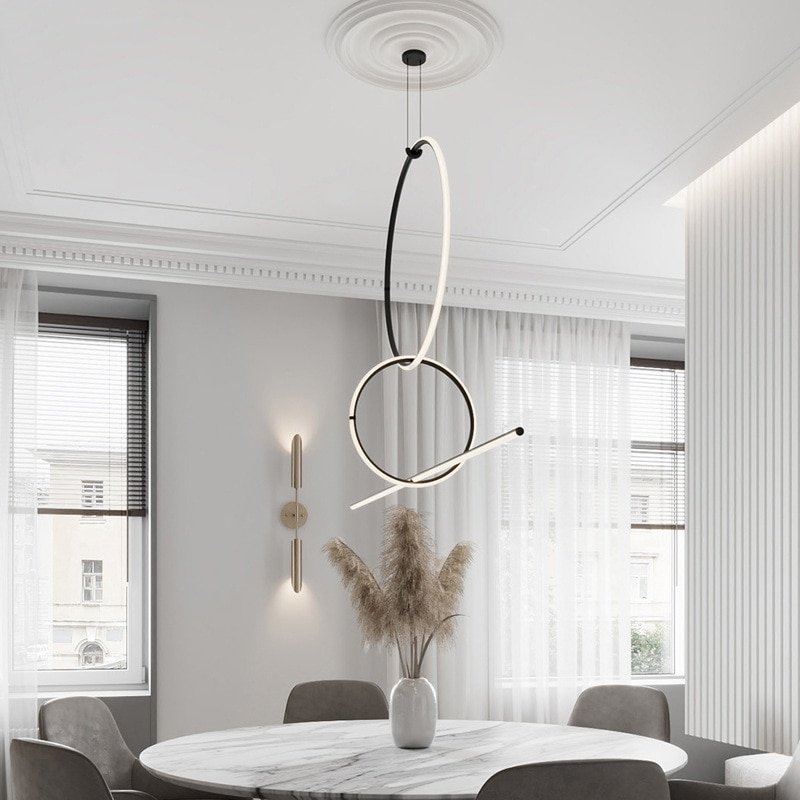 Post Modern Geometric Pattern Pendant Lights For Living Dining Room Home Decor LED Strip Minimalist Hanglamp Indoor lighting 6