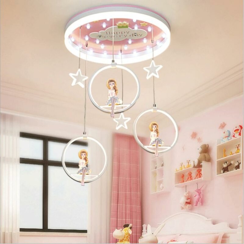 Children's room ceiling lamp  princess bedroom lamp Nordic style creative modern simple eye protection pink decorative Lamp 2