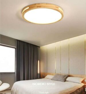 New Solid Wood Room Study Lamp  Led Ceiling Light Simple Modern Round Living Room Lamp Japanese Style Bedroom Lamp Light Fixture 1