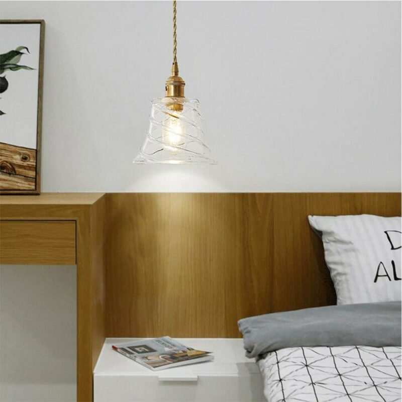 Nordic Pendant Lamp Copper Lamp Brass Creative Minimalist E27 Transparent Lampshade For Bar Light Glass Pendant Light 4