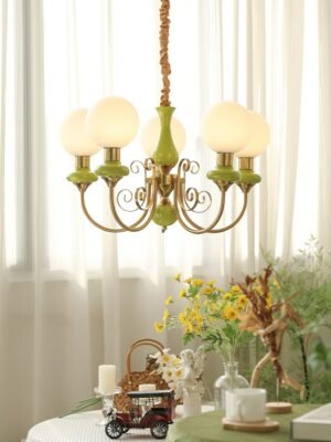 Vintage style bedroom chandelier fruit green pastoral cream style homestay restaurant lighting fixtures 1