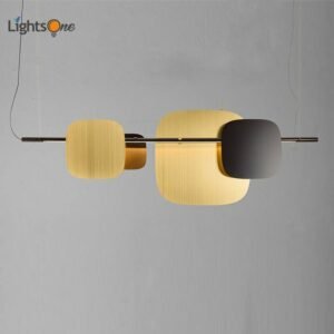 Postmodern minimalist dining room bar chandelier simple living room long strip lamps 1