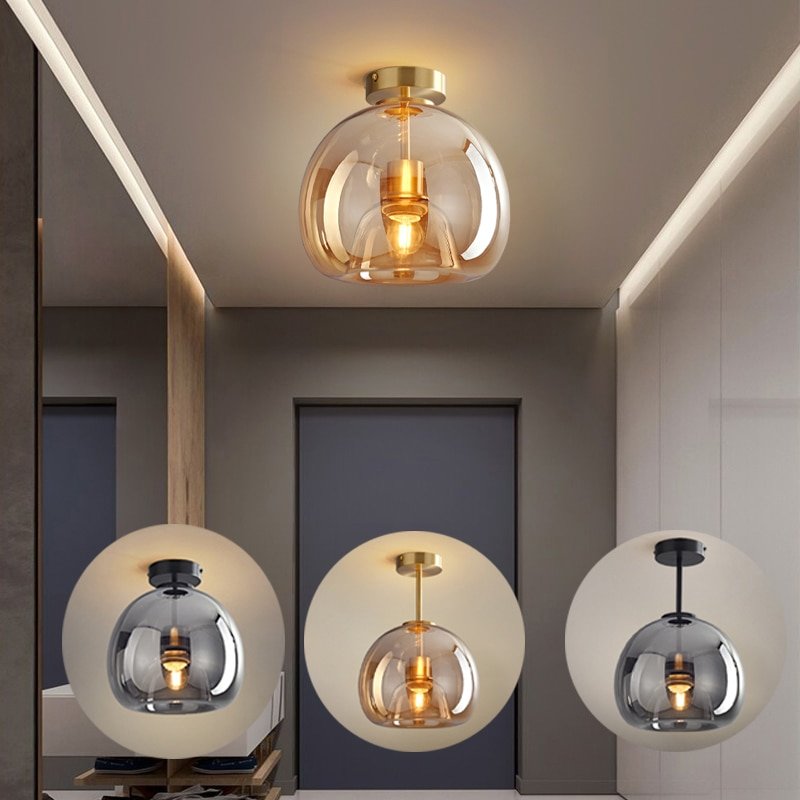 Modern Ceiling Lighting Minimalist Nordic texture LED Glass Ceiling Lamp aisle Corridor Lamp Creative Living Room Lights E27 1