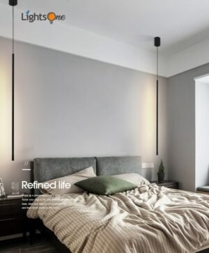 Minimalist bedside pendant lamp Nordic living room background wall long line dining room pendant light 1