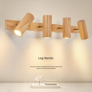 Nordic Wood Minimalist Wall Lamp for Bedroom Kitchen Bathroom Mirror Spotlight Rotatable Aesthetic Room Decor Lighting Appliance 1