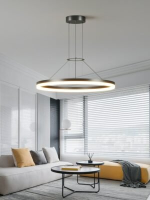 Modern Minimalist Led Pendant Lamp For Living Room Bedroom Dining Kitchen Black Ring Hanging Ceiling Chandelier Lighting Fixture 1