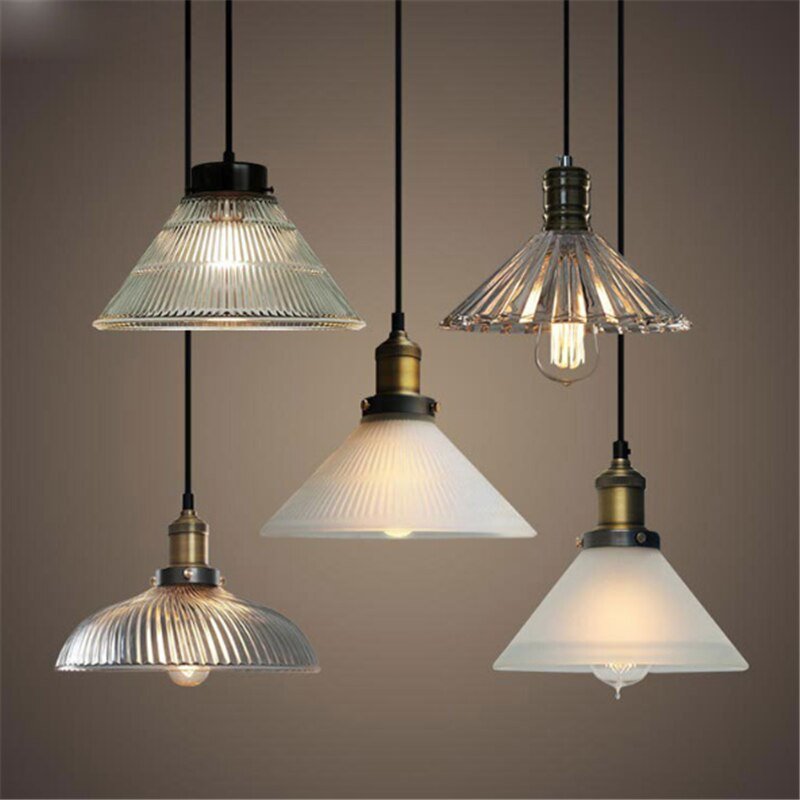 Retro Glass Pendant Light American Pendant Lamp Copper Pendant light Brass Creative Minimalist  E27 Edison Lamp Room decoration 6