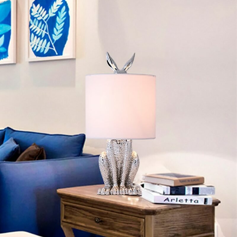 Nordic Designer LED Masked Rabbit Resin Table Lamp Retro Stand Desk Night Lights for Bedroom Home Decor Bunny Bedside Lamp E27 3