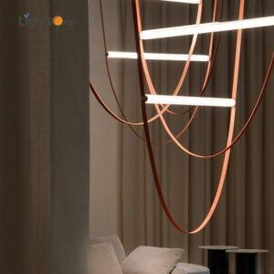 Designer belt pendant lamp living room restaurant villa stairwell restaurant personality glass tube pendant light 1