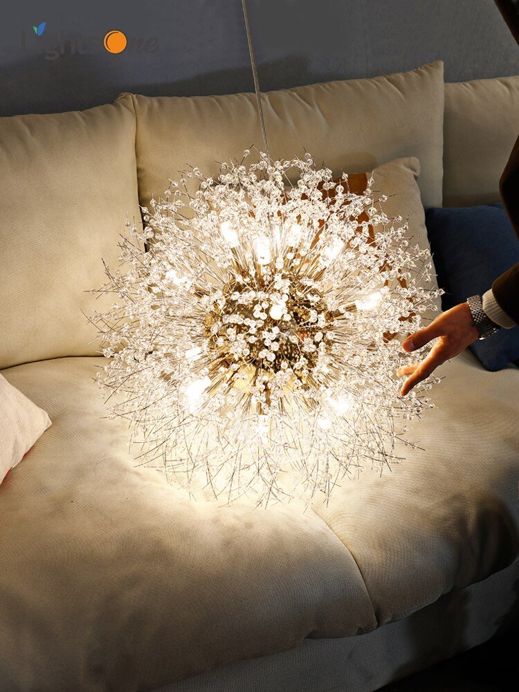 Nordic clothing store crystal pendant lamp creative personality dandelion living room bedroom pendant lights 3