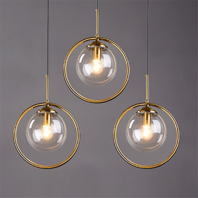 Modern Gold Hang Lamp Nordic Glass Ball Pendant Lights  Home Loft Decor Light Fixtures for Cafe Dining Room Kitchen Bedroom Lamp 2