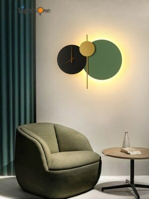 Nordic minimalist mute clock wall lamp living room background wall clock art deco personality wall light 1