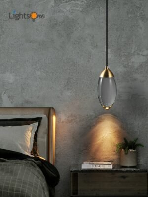 Simple all-copper light luxury bedside pendant lamp restaurant bar crystal small pendant lights 1