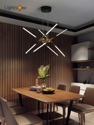 Light luxury dining room chandelier simple bedroom creative personality strip art Nordic lamps 1