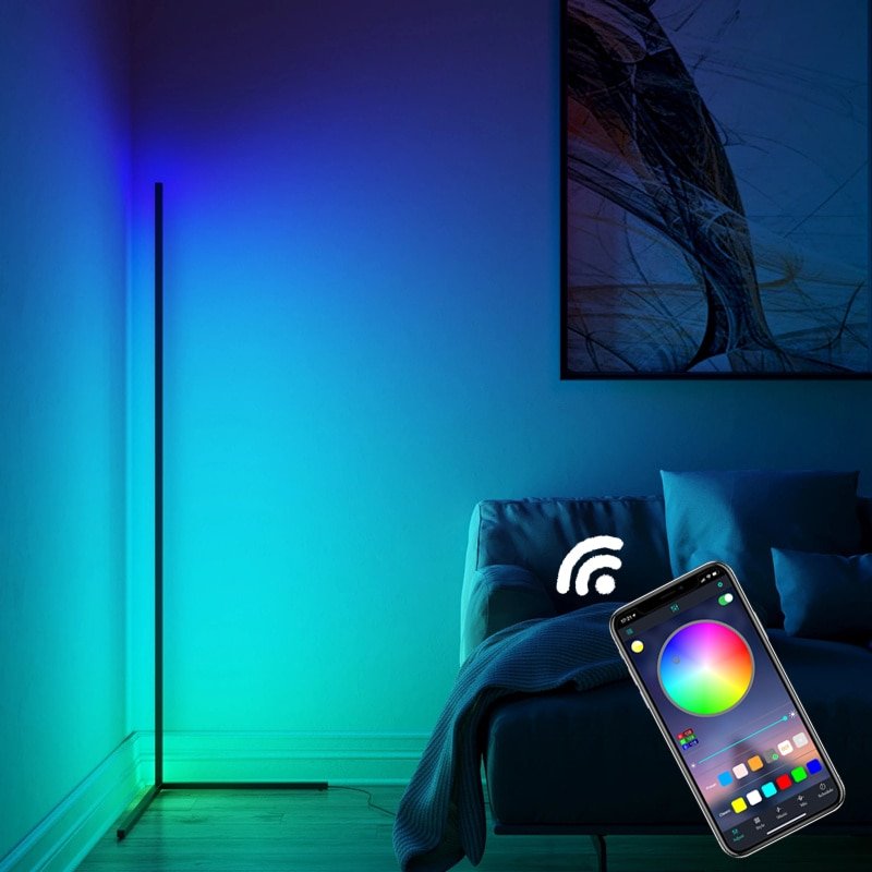 Smart Phone App Control RGB Corner Floor Lamps Modern Colorful Interior Bedroom Living Room LED Atmosphere Standing Light 3