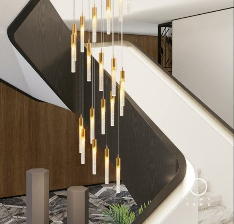 New Staircase Chandelier Lighting Crystal Hanglamp Living Room Simple Creative Spiral  Luxury Long Chandelier Villa Indoor Lamp 5