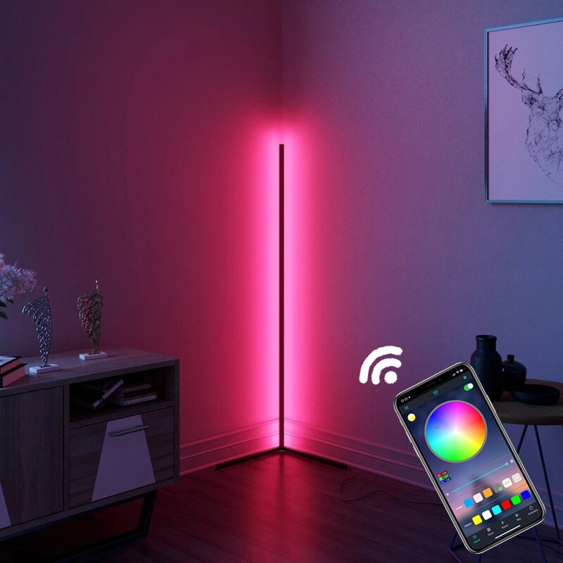 Smart Phone App Control RGB Corner Floor Lamps Modern Colorful Interior Bedroom Living Room LED Atmosphere Standing Light 4