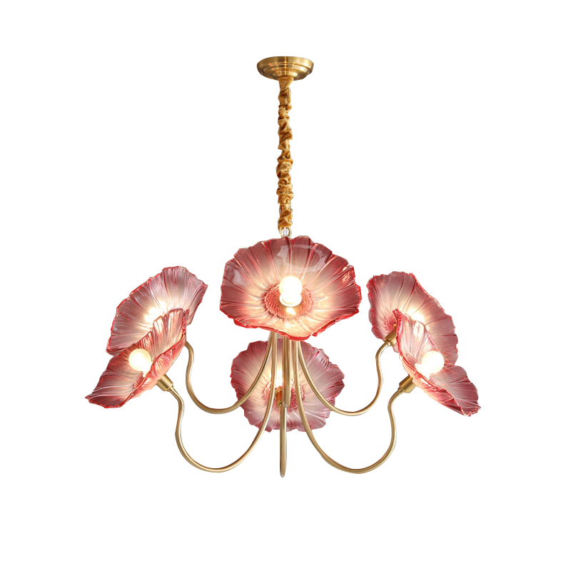 Light luxury style Nordic modern bedroom lamp creative flower personality simple dining room designer living room chandelier 6